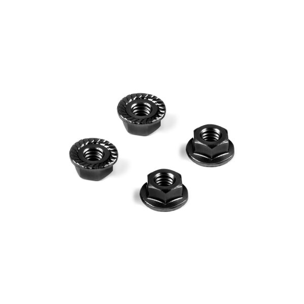 NUT M4 WITH SERRATED FLANGE - BLACK (4)