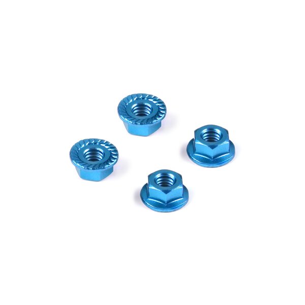 NUT M4 WITH SERRATED FLANGE - BLUE (4)