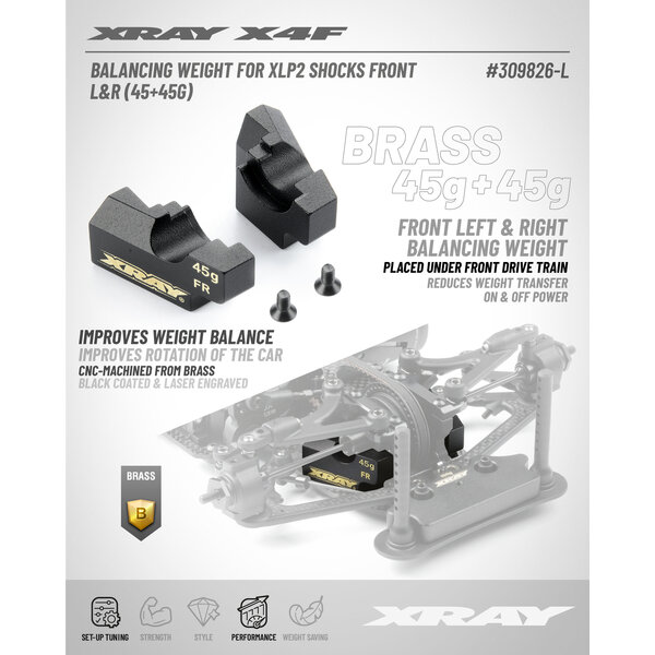 X4F BALANCING WEIGHT FOR XLP2 SHOCKS - FRONT L&R (45g+45g)