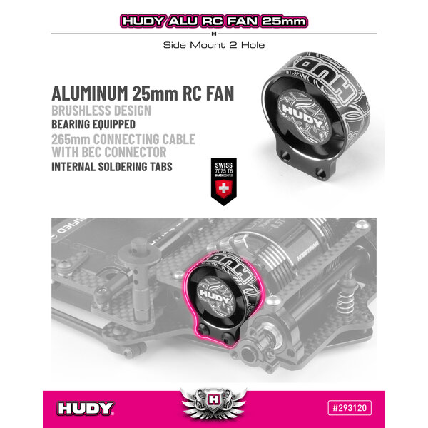 HUDY ALU RC FAN 25MM - SIDE MOUNT 2 HOLE
