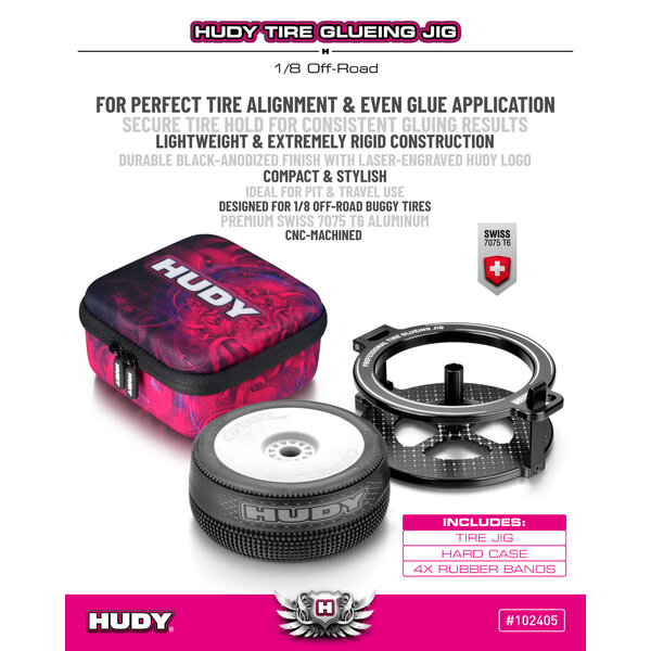 HUDY Tire Glueing Jig + Hard Case - 1/8 Off-Road