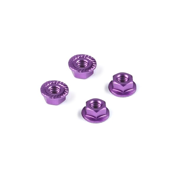 NUT M4 WITH SERRATED FLANGE - VIOLET (4)