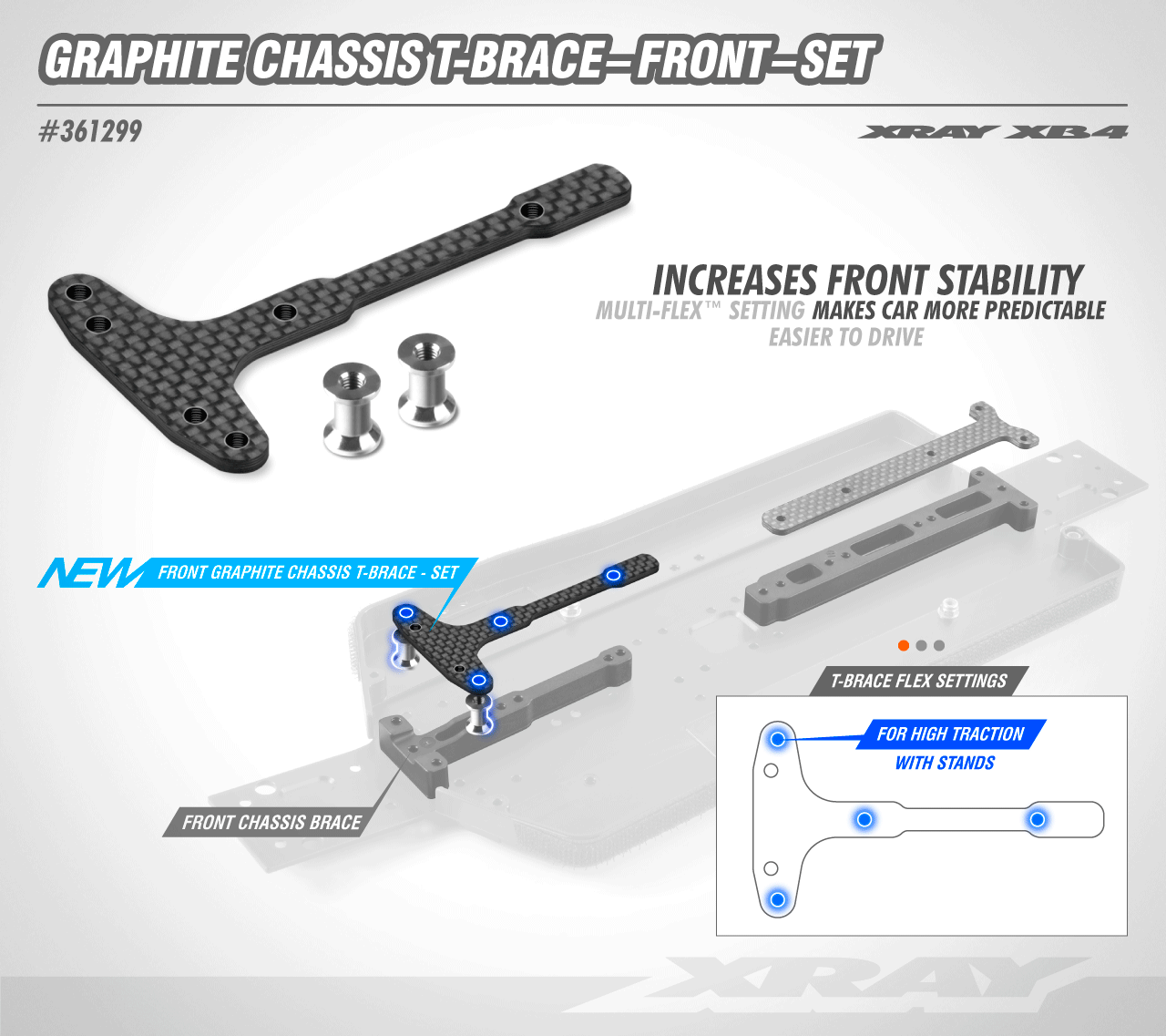 GRAPHITE CHASSIS T-BRACE - FRONT - SET
