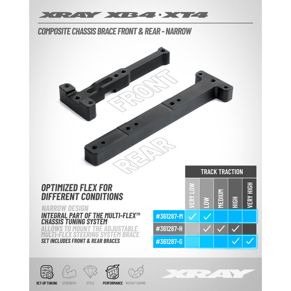 CHASSIS BRACE FRONT & REAR - NARROW - HARD