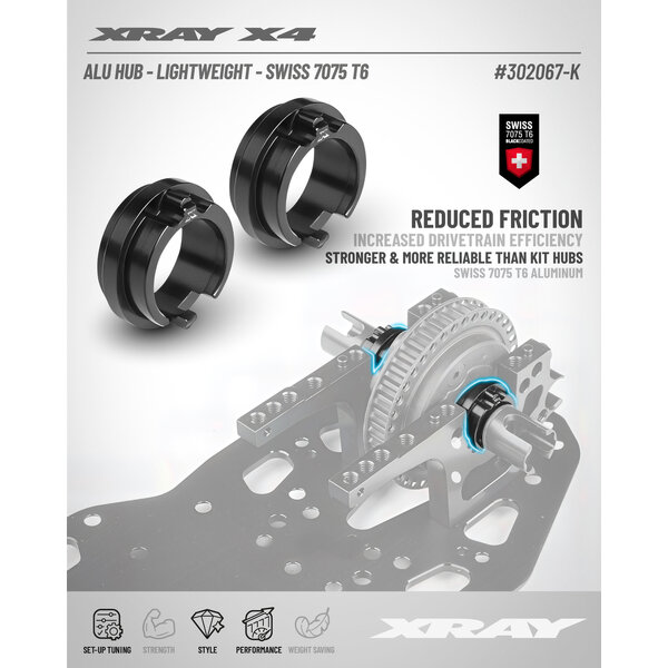 X4 ALU ADJUSTMENT BALL-BEARING HUB - BLACK (2)