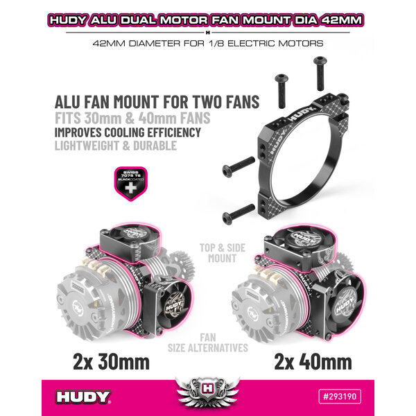 HUDY ALU DUAL MOTOR FAN MOUNT Dia 42mm (2×30mm / 2×40mm)