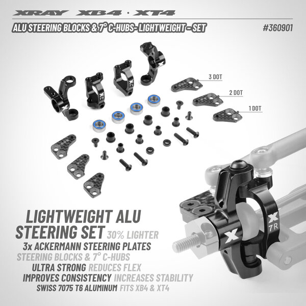 ALU STEERING BLOCKS & 7° C-HUBS - LIGHTWEIGHT - SET