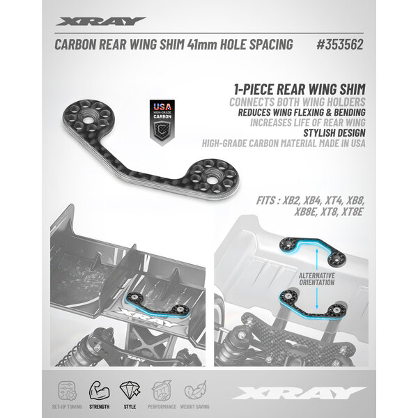 CARBON REAR WING SHIM 41MM HOLE SPACING